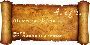 Alexovics Ágnes névjegykártya